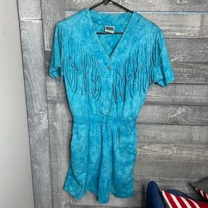 Vintage 90’s light blue fringe Romper